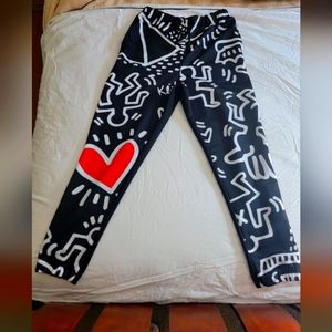Keith Haring heart design men's jogger pant L